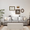thumbnail image 6 of LEDREM 43" Foldable Storage Ottoman Bench, Ottoman with Storage 660lb Capacity, Synthetic Leather Ottoman Footstool, Beige, 6 of 8