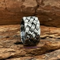 thumbnail image 3 of Viking Stainless Steel Weaving Ring -Men's Style Cuffs Ring -Historical Lovers Gifts -Party and Daily Wearing,Silver,7, 3 of 9