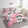 thumbnail image 3 of Homewish Kawaii Pink Cartoon Twin Bedding Sets 7-Piece, Cute Rustic Milk Cow Bedding Comforter Set, Princess Patchwork Reversible Sheet Sets, Microfiber Bedroom Decor, 3 of 7
