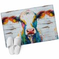 thumbnail image 2 of 2x3 Washable Entryway Rug, Country Oil Painting Non-Slip Area Rug for Front Door Kitchen Bathroom, Vintage Colored Cow Wood Texture Indoor Floor Mat for Home Decor, 2 of 9
