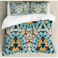 thumbnail image 3 of Tie Dye Decor Twin Size Duvet Cover Set, Tribal Stylized Trippy Shapes with Dirt Grungy Paint Reflections Artisan Print, Decorative 2 Piece Bedding Set with 1 Pillow Sham, Blue Gold, by Ambesonne, 3 of 3
