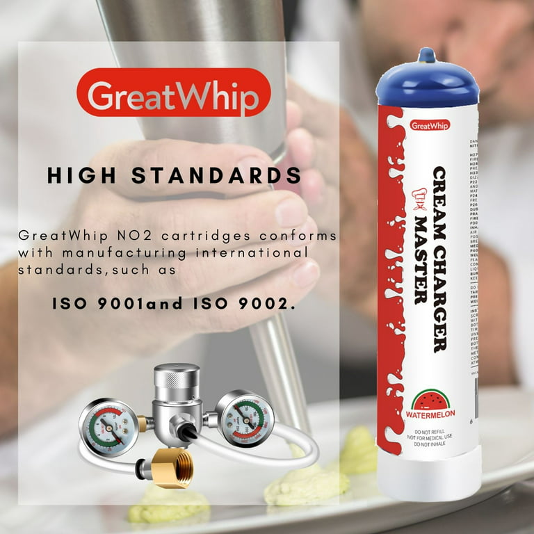 GreatWhip N2O Whipped Cream Chargers 640g Aluminum Construction Lightest  Pure Nitrous Oxide Tank (6 cylinders)