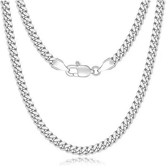 shiyou-Chain necklace, gold plated stainless steel Cuban chain 4/5mm, durable and fast fading, Hip Hop men's jewelry, thin gold chain men's silver chain for men and women 50cm/55cm