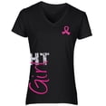 thumbnail image 2 of Fight Like a Girl Side Wrap Women's V-Neck T-Shirt - Black w/ Pink [S], 2 of 6