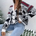 thumbnail image 4 of Ozmmyan Women's Retro Pattern Single-Breasted Loose Knit Cardigan Sweater, 4 of 7