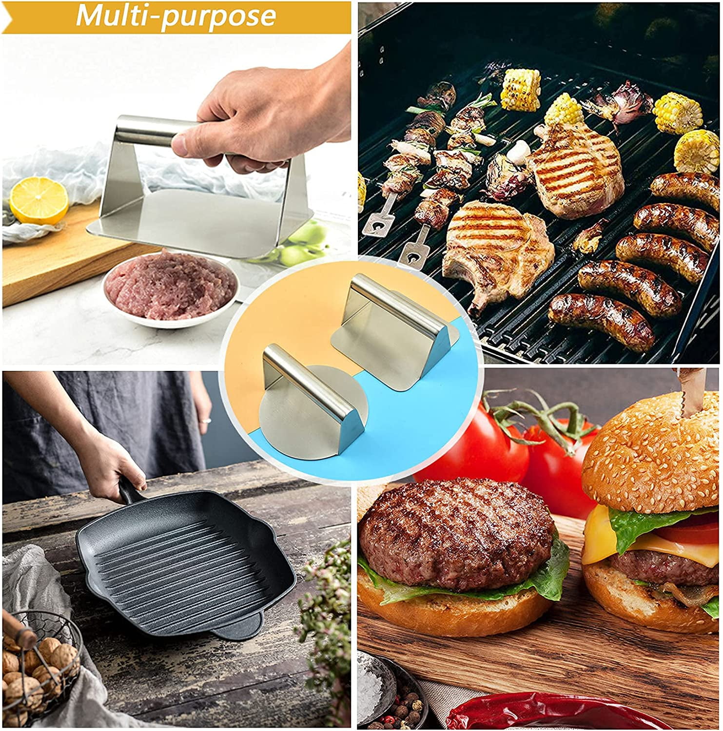 Ofspeizc Smash Burger Press for Griddle, Hamburger Press Patty Maker, Stainless Steel Meat Flattener Tool, Burger Smasher for Cooking, Other