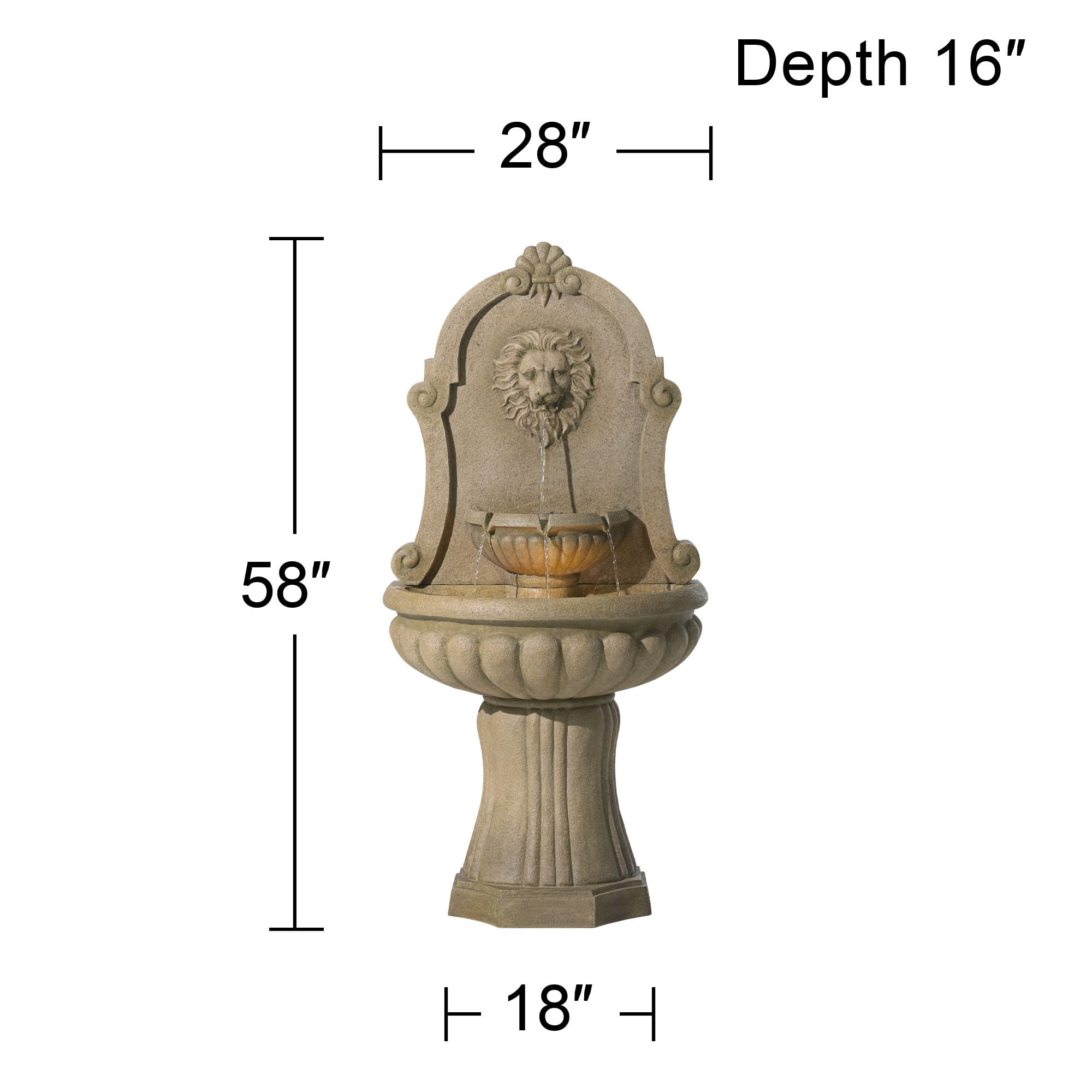 Royal Savanna Lion 58" High Large Italian Indoor Outdoor Decor Faux Stone Floor Fountain with Light LED Outside