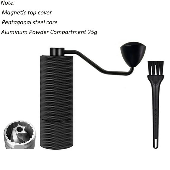 Manual Coffee Grinder CNC Stainless Steel Burr Professional Double Bearing Adjustable Portable Hand Coffee Bean Grinding (Black)