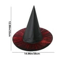thumbnail image 3 of Deeceymbur Multi Color Fabric Witch Hat Halloween Pointed Top Curved Brim Gold Ribbon Decoration 12.99x14.96in, 3 of 6