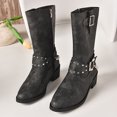 thumbnail image 3 of B91xZ Women's Winter Fashion Boots Chunky Heel Pointed Toe Slouch Riding Boots,Black 7, 3 of 5