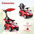 thumbnail image 3 of Costway 3-in-1 Sliding Walker w/ Adjustable Canopy Horn Music & Light for Boys & Girls Red, 3 of 9