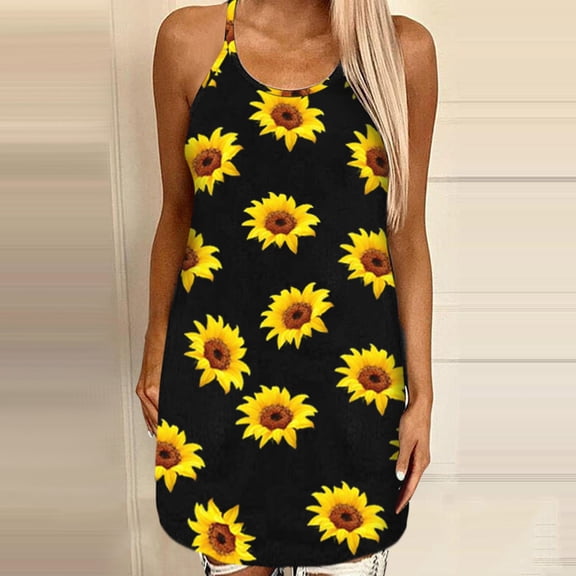 DailyTrove Sexy Women's Summer Fashion Casual Printed Ladies Camis Open Dress