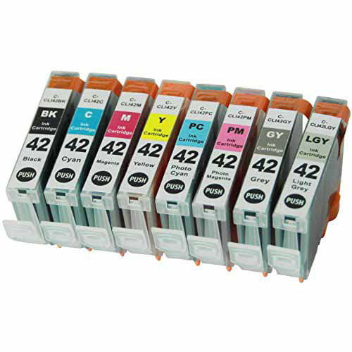 1 Black, 1 Cyan, 1 Magenta,1 Yellow, 1 Photo Cyan, 1 Photo Magenta, 1 Gray, 1 Light Gray, 8-Pack Speedy Inks Compatible Ink Cartridge Replacement for CLI42