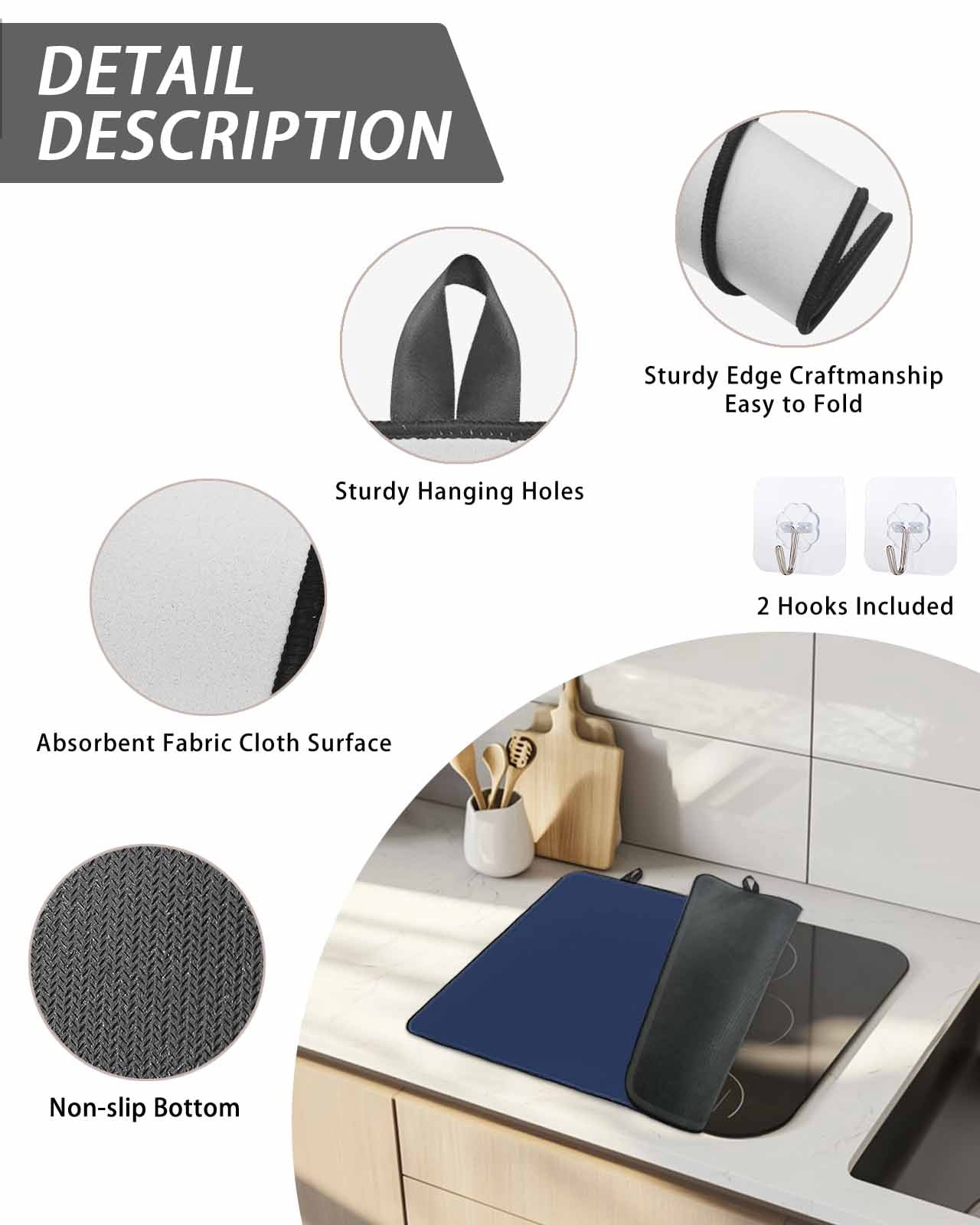 Stove Top Covers for Electric Stove, Navy Blue Kitchen Glass Ceramic Electric Cooktop Covers 28.5''x20.5'', Modern Pure Navy Blue HeatResistant Oven/Countertop/Dishwasher/Sink Protector