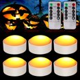 thumbnail image 1 of 6-Piece LED Pumpkin Lights with Remote Control and Timer for Halloween and Thanksgiving Decoration (White), 1 of 6