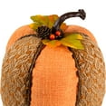 thumbnail image 6 of Northlight Burlap and Jute Woven Tall Fall Harvest Pumpkin with Berries - 10.5" - Orange and Brown, 6 of 8