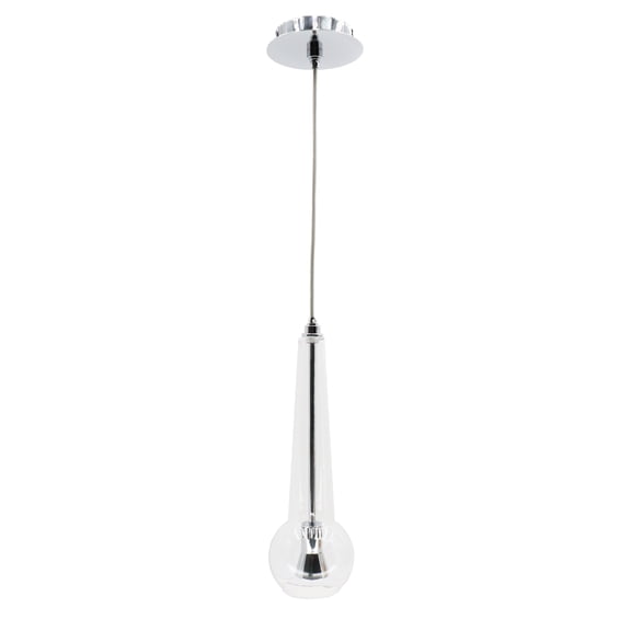 Oxygen Lighting 3-650-14 Comet Dimmable LED Pendant Light, Clear Glass Shade, Polished Chrome