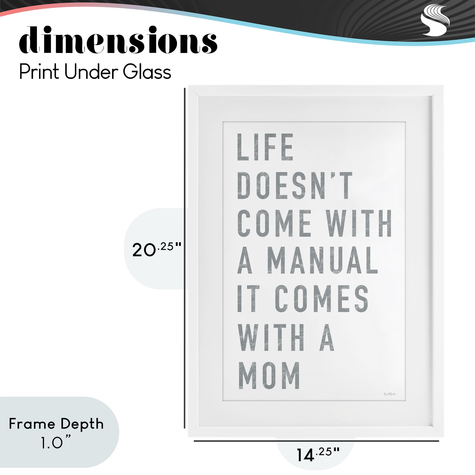 Stupell Industries Life Manual Is Mom White Framed Print Under Glass, design by Elizabeth Tyndall