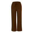 thumbnail image 5 of Jxximdong Cargo Pants for Women, Daily Elastic Waist Pockets Straight Solid Color Casual Pants Loose Long Trousers, Brown Womens Casual Trousers, 5 of 6
