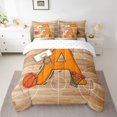 thumbnail image 2 of Homewish Cartoon Monogrammed A Twin Bedding Sets 7-Piece, Orange Brown Basketball Bedding Comforter Set, Teens Kids Boys Girls Reversible Sheet Sets, Breathable Home Decor, 2 of 7