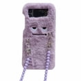 thumbnail image 2 of Dteck for Samsung Galaxy Z Flip 4 Plush Case with Crossbody Shoulder Strap Purple Chain Warm Plush Cute Case for Girls Women Fluffy Furry Back Cover Slim Shockproof Cover for Samsung Galaxy Z Flip 4, 2 of 5