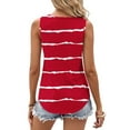 thumbnail image 3 of Ohufall Tank Tops for Women Fashion Casual Stripe Printed Keyhole Neckline Sleeveless T-shirt Tops Summer Womens Loose Fit Beach Shirts, 3 of 5