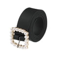 thumbnail image 1 of Cinturón de perlas de imitación de cuero para mujer INSPIRE CHIC, 1.2" de ancho, cinturones para jeans, pantalones y vestidos 104x3cm/40.9x1.2 pulgadas (LxA) Negro, 1 of 6