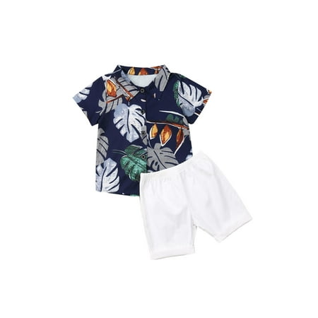 

Newborn Baby Boy Holiday Beach Beachwear Toddler Kids Sunsuit Cotton T-Shirt Tops＋Short Pants Outfits Set Clothes