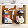 thumbnail image 1 of 2-piezas Organizador Bajo Fregadero de 2 Niveles, Multiusos Deslizante Para Cocina y Baño, Organizador de cocina extraíble ajustable, organizador de cocina Negro, 1 of 7