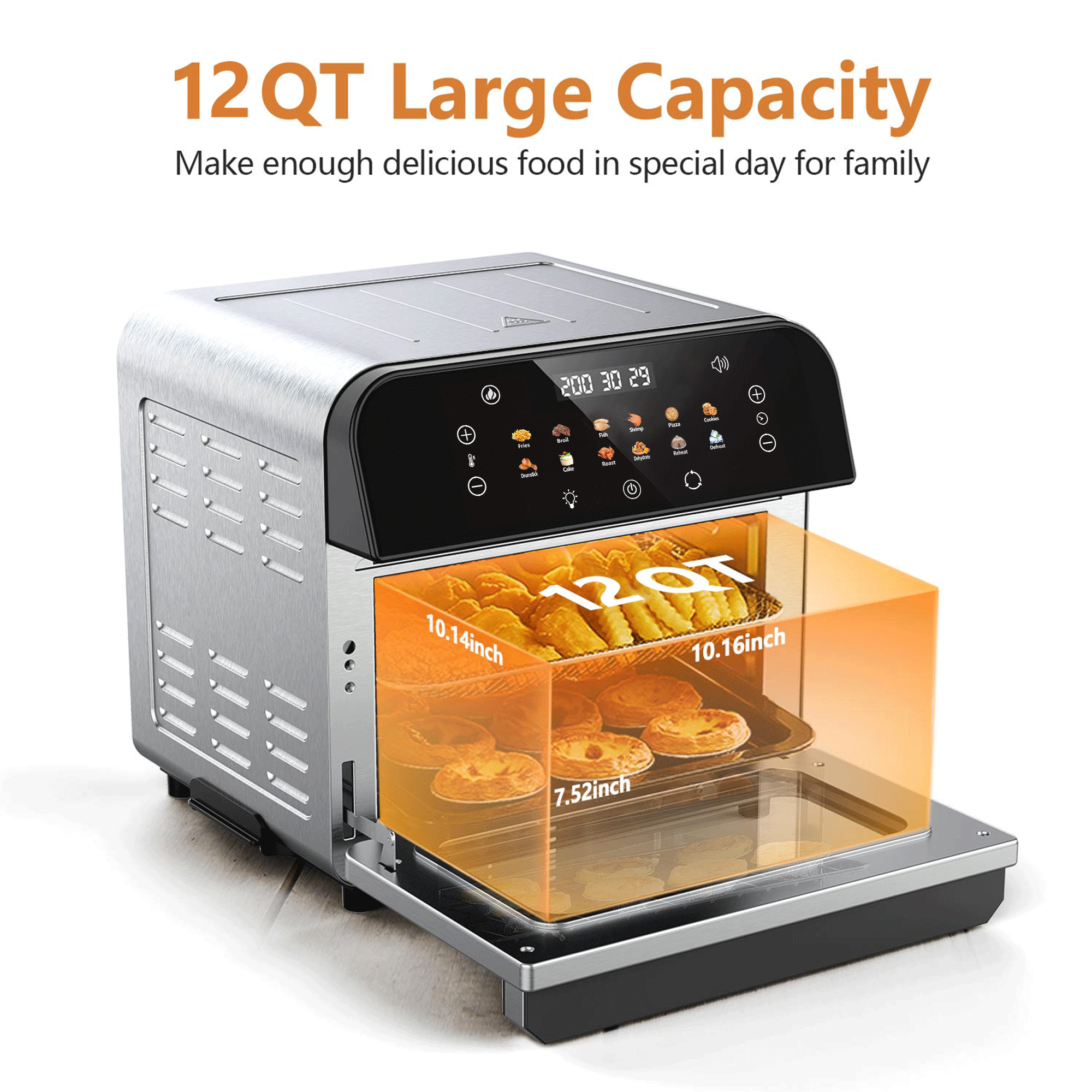 WHALL 12-Quart Touchscreen Air Fryer Toaster Oven photo 4