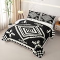 thumbnail image 3 of jejeloiu Bold Aztec Quilt King For Men Women,Tribal Pattern King Coverlet Set,Black White,3 Pieces, 3 of 7