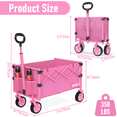 thumbnail image 2 of Yacona Wagons Carts Foldable, 350 lb Capacity Folding Wagon Cart with Wheels for Camping, Garden, Shopping, Pink, 2 of 10