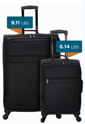 Protégé 2-piece Softside Luggage Set, Includes 28-inch Checked and 20-inch Carry-on Luggage, with 360 Spinner Wheels and Organizer Pockets, Rich Black