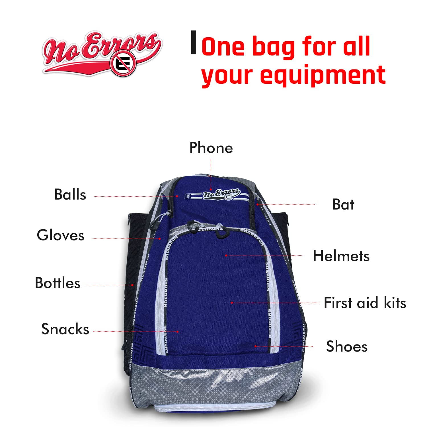 Sports RBP Rookie Baseball and Softball Backpack - Youth Baseball and Softball Bat Bag with Fence Hooks - Baseball and Softball Equipment Bag for Kids