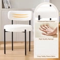 thumbnail image 5 of Dining Chairs Set of 2, White Boucle Dining Chair, Curved Backrest Upholstered Dining Room Chairs with Black Metal Legs, Mid Century Modern Dining Chairs for Kitchen, Living Room, White, 5 of 5