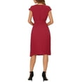 thumbnail image 3 of INSPIRE CHIC Robe Plissée pour Femme Col Ras du Cou Sans Manches Taille à Nouer Robes Trapèze TG Rouge, 3 of 6