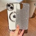 thumbnail image 4 of Compatible with iPhone 13  Glitter Case, Luxury Plating Cute Bling Clear Phone Case, Compatible with MagSafe for Women Girls with Camera Protector Back Cover - Silver, 4 of 6