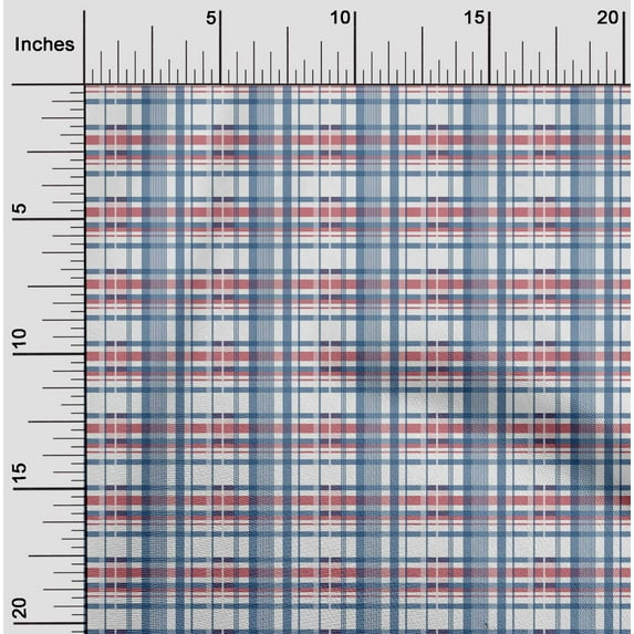 oneOone Polyester Lycra White Fabric Madras Check Sewing Material Print Fabric By The Yard 56 Inches Wide