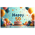thumbnail image 5 of LUUFILx 50th Birthday Celebration Backdrop Decoration Cake Balloon Banner Party Supplies Photography Props Happy Birthday Background Decors, 5 of 7