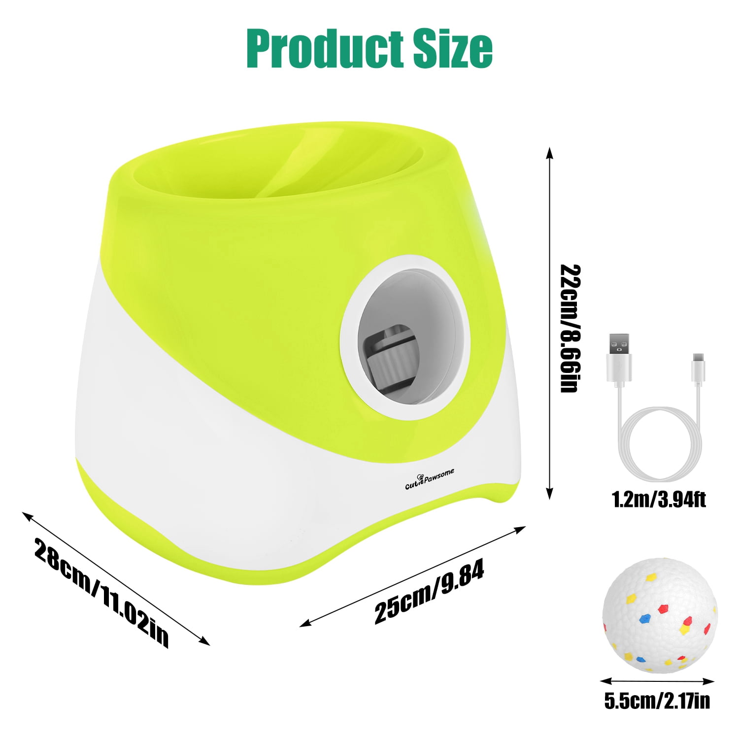 Moclever Automatic Dog Ball Launcher Rechargeable Interactive Pet Fetch Toy, 3 Adjustable Distance 20ft 33ft 46ft, with 6Pcs 2.3in ETPU Balls