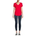 thumbnail image 2 of No Boundaries Women's Junior's Brushed V-Neck Short Sleeve T-Shirt, 2 of 5