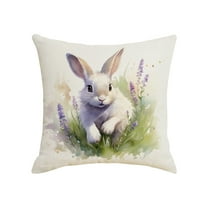 Matoen Spring Bunny Throw Pillow Covers 18x18, Rabbit Spring Decorative Pillows Case Soft Linen Cushion Covers for Couch Sofa Patio Garden Spring Decor