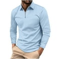 thumbnail image 2 of Blusa y camisa de manga larga con cuello vuelto para hombre, informal, de manga larga, con cremallera y solapa a rayas, blusa de manga larga con cuello vuelto, blusa de poliéster para hombre, 2 of 9