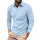 thumbnail image 2 of Blusa y camisa de manga larga con cuello vuelto para hombre, informal, de manga larga, con cremallera y solapa a rayas, blusa de manga larga con cuello vuelto, blusa de poliéster para hombre, 2 of 9