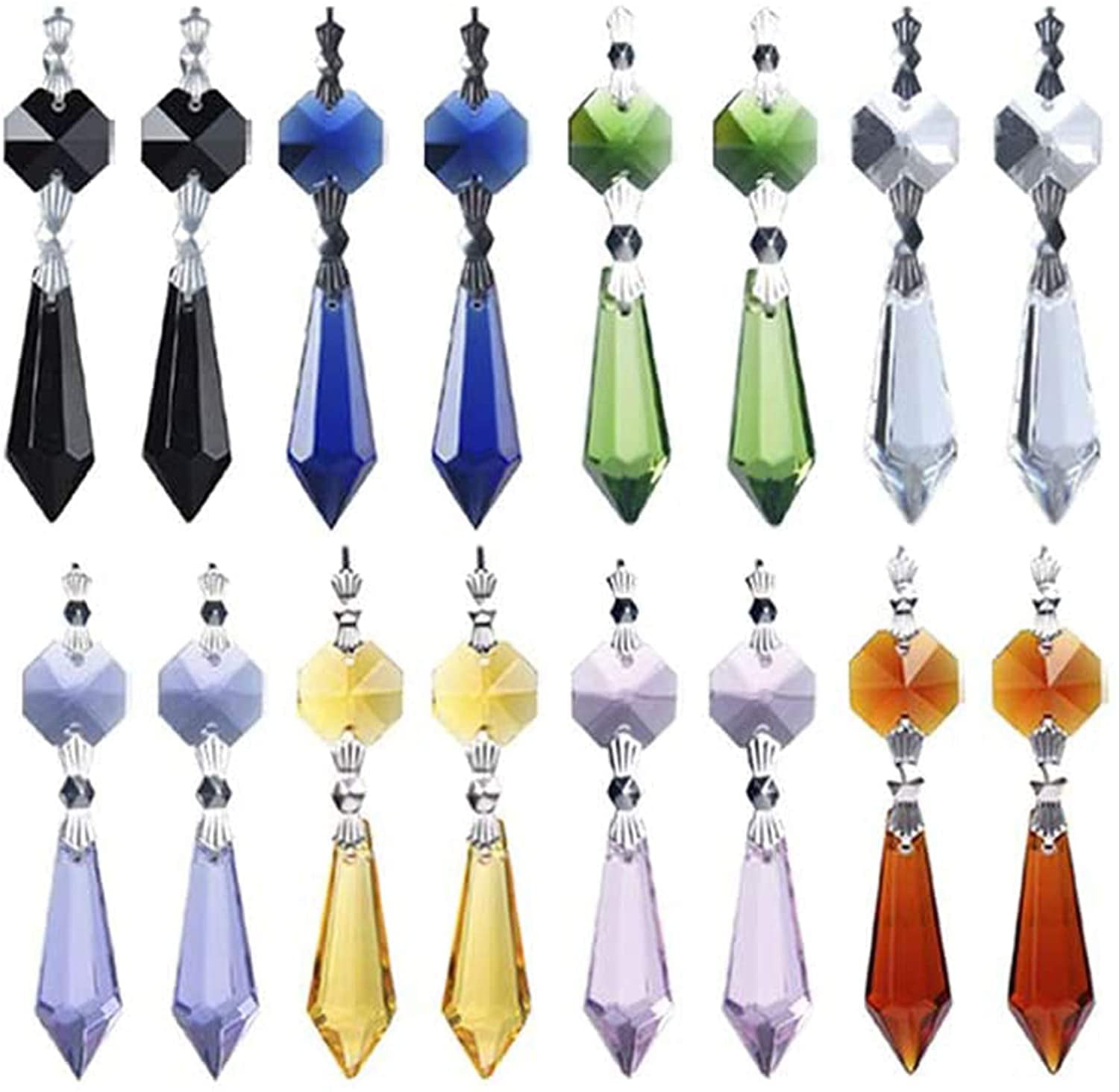 6 Color 38MM Teardrop Glass Crystal Parts Chandelier Prism Lamp Hanging Drop DIY 