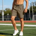 thumbnail image 4 of EOYWHK Running Shorts for Men Casual Lightweight Breathable Elastic Waist Jogging Shorts with Zip Pockets for Outdoor Sports Yellow XXXL, 4 of 5