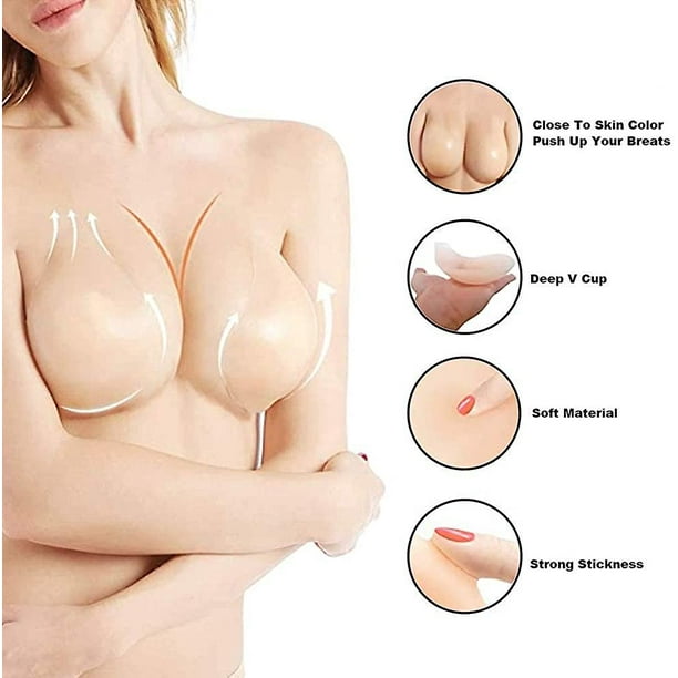 Adhesive Bra For Women Push Up, Premium Silicone Bra Tape Breast Lift  Pasties Sticky Bra M/l/xl Cup