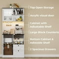 thumbnail image 3 of HAUXITIO 71"H Farmhouse Kitchen Pantry with LED Lights & Power Outlet,Tall Storage Cabinet with Microwave Shelf & Adjustable Shelves for Dining & Living Room，White, 3 of 7