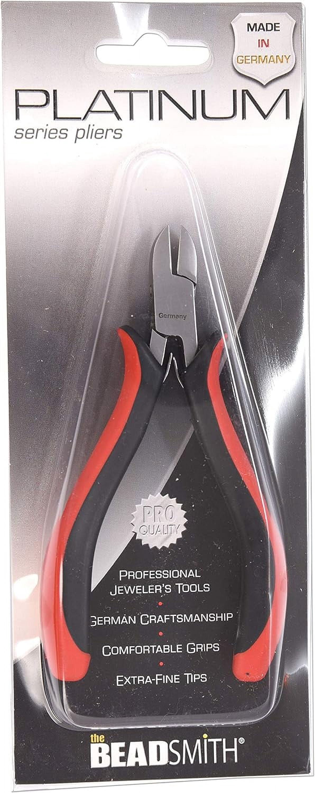 The Beadsmith Platinum Series German Semi-Flush Side Cutter, 4.75 inches (120mm) with Polished Steel Head, red and Black Ergonomic Comfort Grip Handle and Double-Leaf Spring, Tool for Jewelry Making