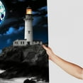 thumbnail image 3 of Fenyluxe Lighthouse Rocky Shore Full Moon Polyester Quick-Drying Shower Curtain Set with Hooks for Bathroom 36x72, 3 of 7